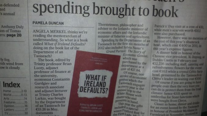 Our own book refernced in the Irish Times