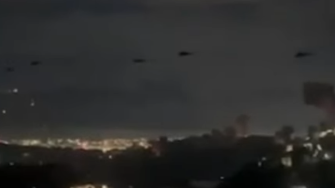 US military helicopters bombing Caracas